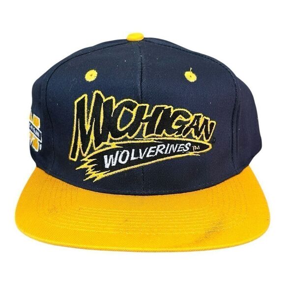 Vintage 90s Michigan Wolverines Blue Snapback Cap Unisex Adult - Picture 1 of 7